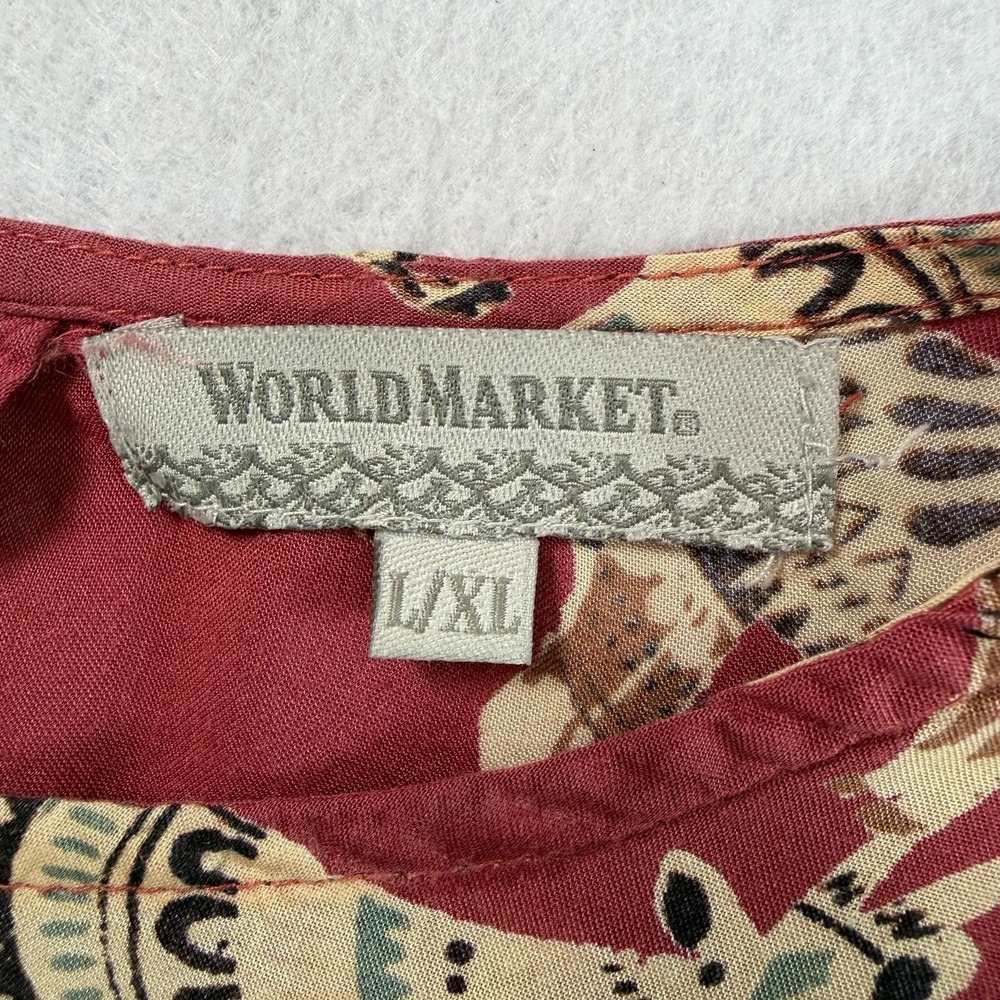 World Market Womens Boho Antelope Tunic Top Sz L/XL Bell Sleeve Novelty Animal - Picture 7 of 9